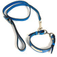 HERMES Pavane Dog Collar & Lead Set, Pair Accessories, Pet Dog, Collar, Leather, Unisex, Blue