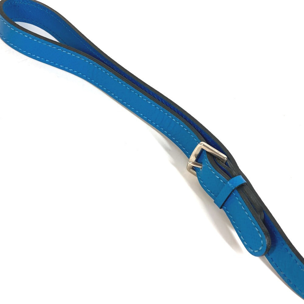 HERMES Pavane Dog Collar & Lead Set, Pair Accessories, Pet Dog, Collar, Leather, Unisex, Blue