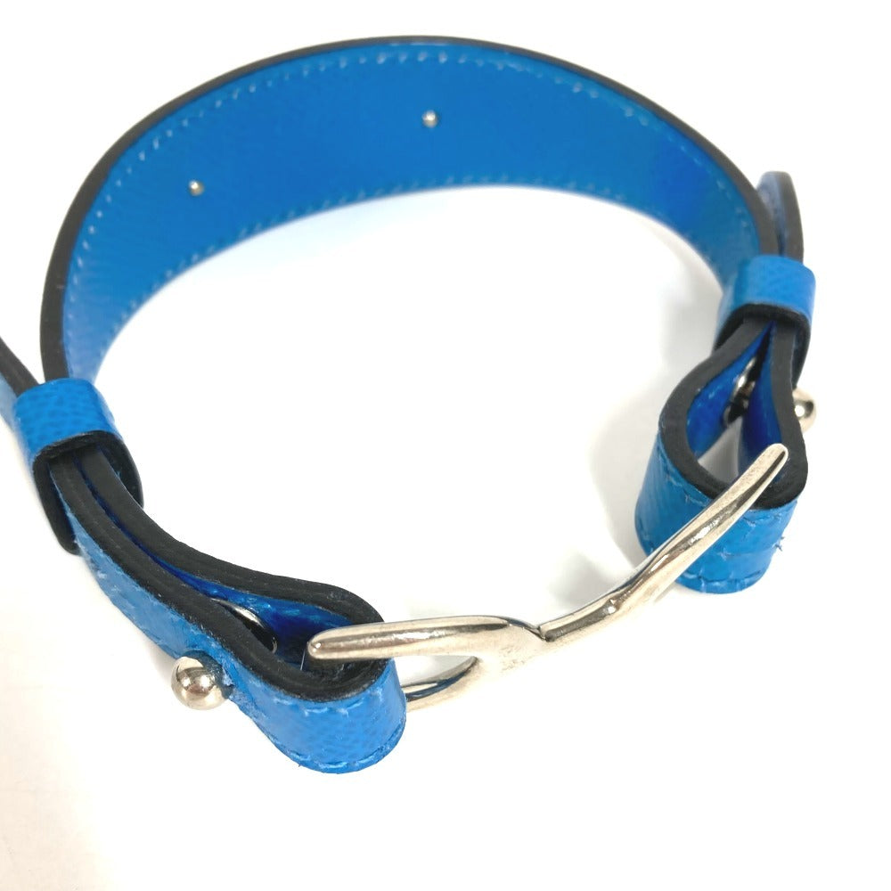 HERMES Pavane Dog Collar & Lead Set, Pair Accessories, Pet Dog, Collar, Leather, Unisex, Blue