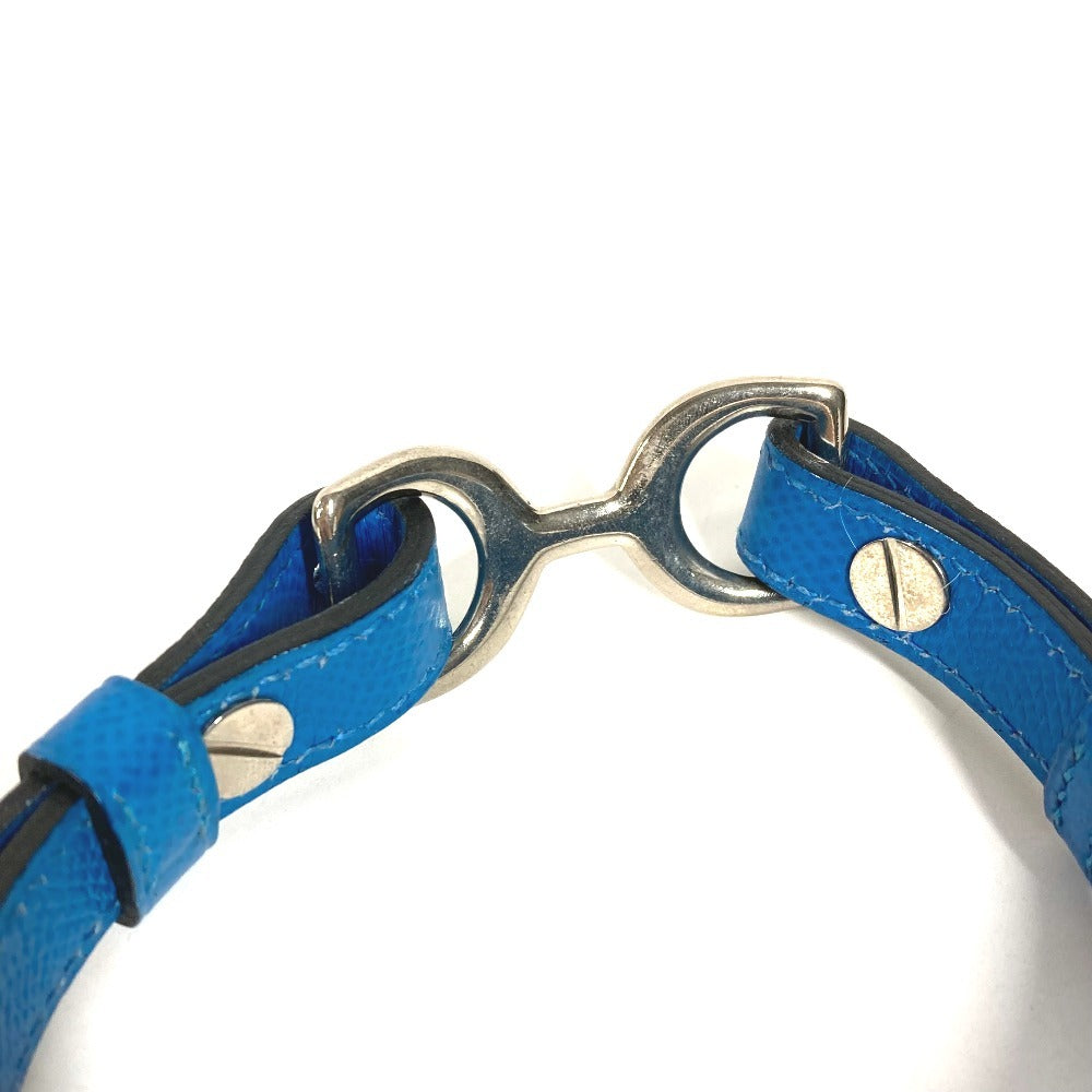 HERMES Pavane Dog Collar & Lead Set, Pair Accessories, Pet Dog, Collar, Leather, Unisex, Blue