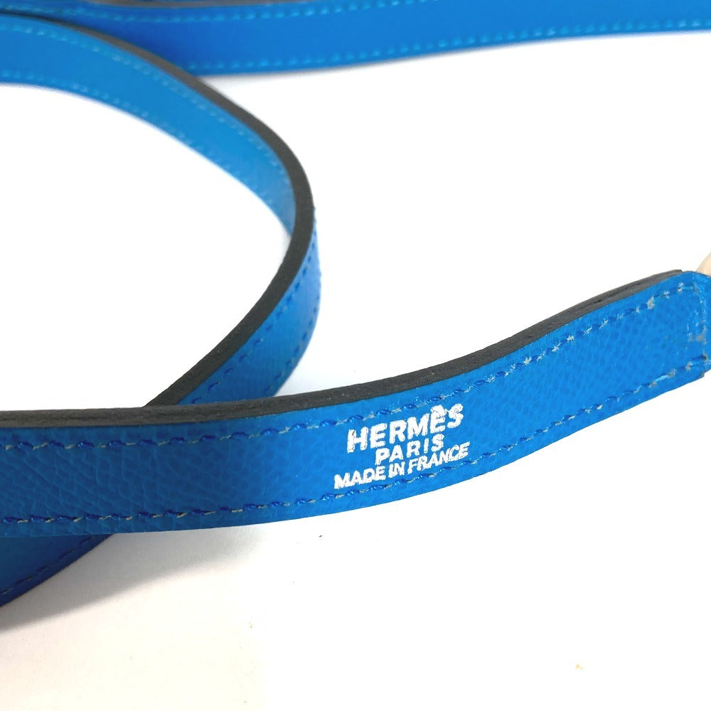HERMES Pavane Dog Collar & Lead Set, Pair Accessories, Pet Dog, Collar, Leather, Unisex, Blue