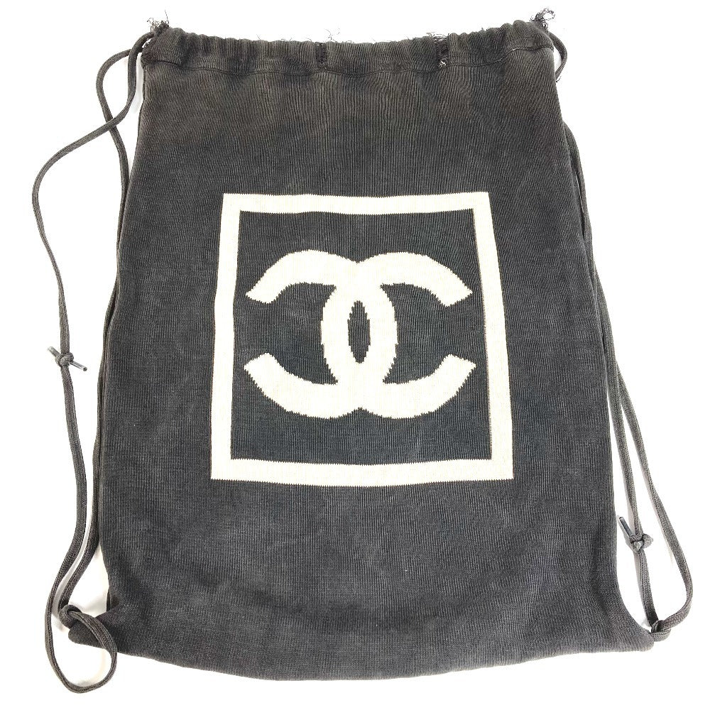 CHANEL สปอร์ต CC โคโค่มาร์ค โลโก้ กระเป๋าสะพายหลัง เป้สะพายหลัง ถัก กระเป๋า เป้ ผ้าคอตตอน ใช้ได้ทั้งชายและหญิง สีดำ
