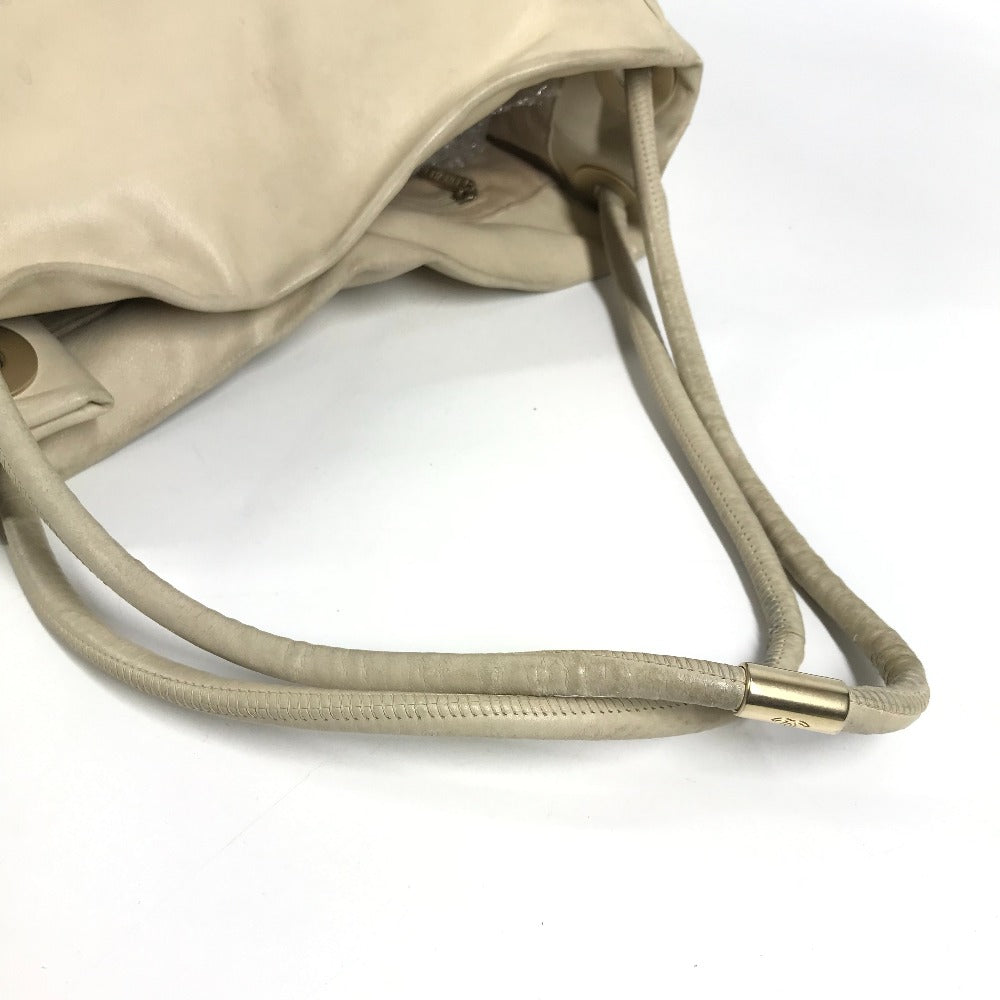 CHANEL Camellia Logo Bag Tote Bag Shoulder Bag Leather Unisex Beige