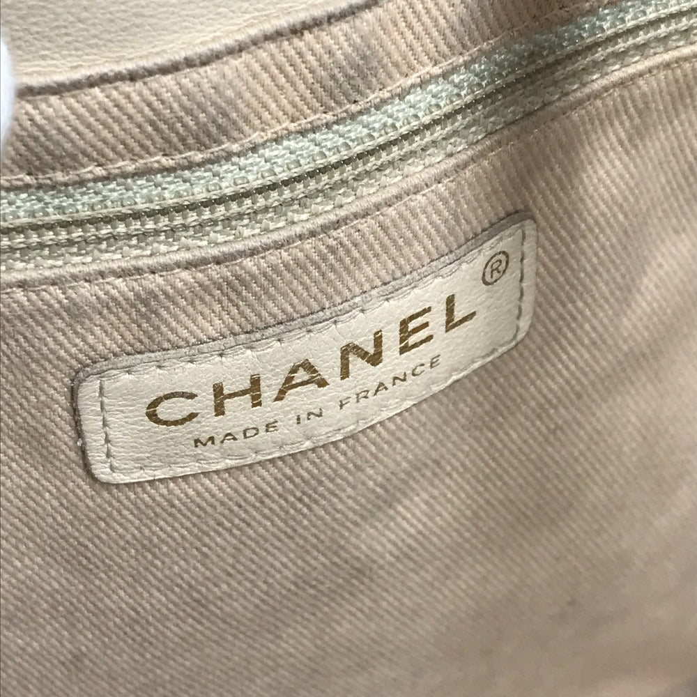CHANEL Camellia Logo Bag Tote Bag Shoulder Bag Leather Unisex Beige