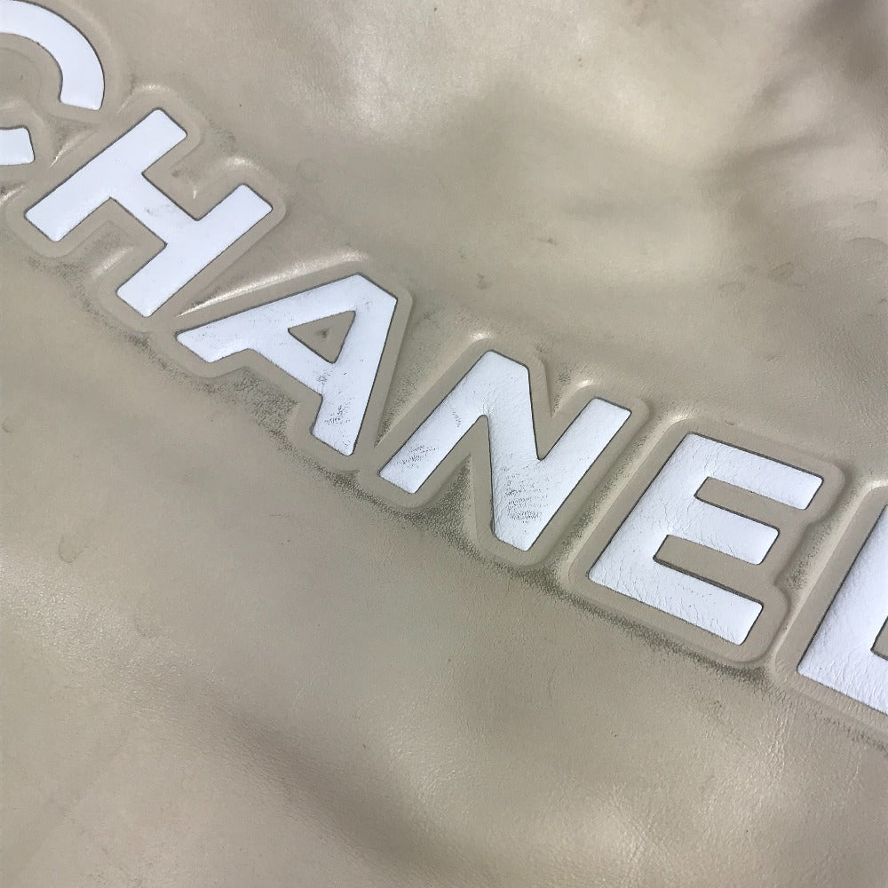 CHANEL Camellia Logo Bag Tote Bag Shoulder Bag Leather Unisex Beige