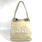 CHANEL Camellia Logo Bag Tote Bag Shoulder Bag Leather Unisex Beige