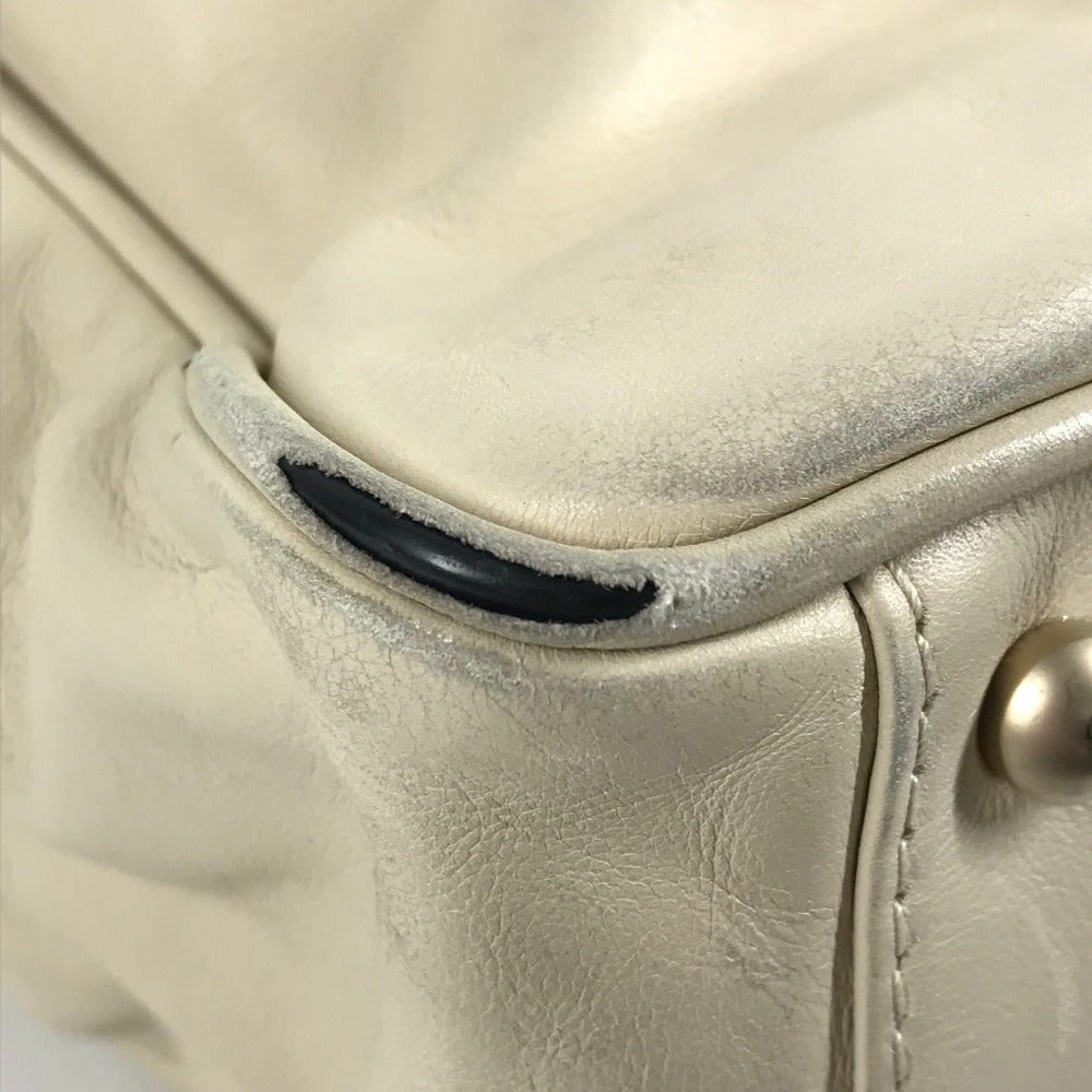 CHANEL Camellia Logo Bag Tote Bag Shoulder Bag Leather Unisex Beige