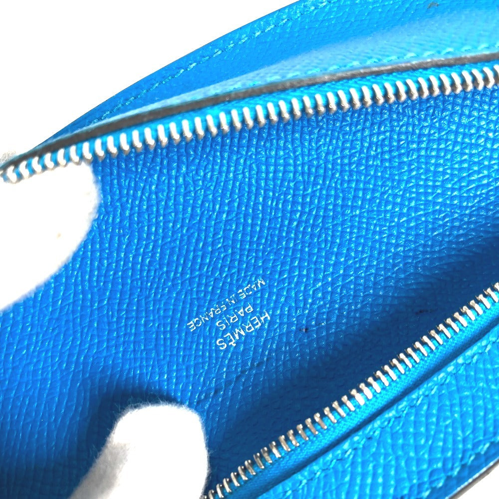 HERMES เซิร์ฟ MM เซิร์ฟ MM กระเป๋าใส่เครื่องสำอาง กล่องดินสอ เครื่องเขียน กล่องดินสอหนัง ใช้ได้ทั้งชายและหญิง สีฟ้า