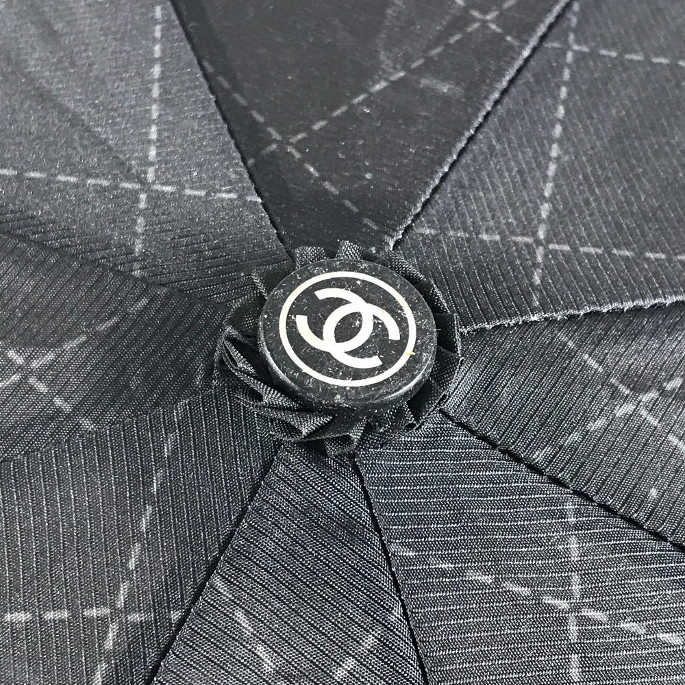 CHANEL CC Coco Mark Bicolor Folding Umbrella with Chain Case, Chain Pouch, Umbrella, Nylon, Unisex, Black