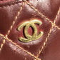 CHANEL Matelasse Quilted Wild Stitch CC Coco Mark Logo Handbag Tote Bag Leather Unisex Wine Red