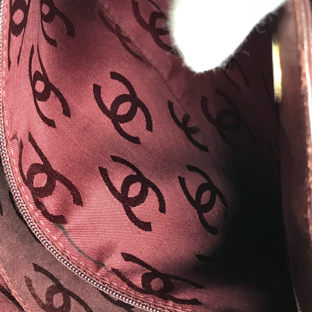 CHANEL Matelasse Quilted Wild Stitch CC Coco Mark Logo Handbag Tote Bag Leather Unisex Wine Red