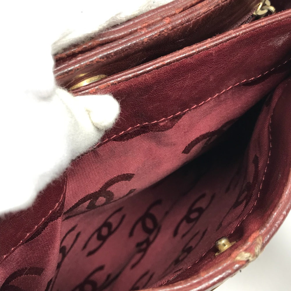 CHANEL Matelasse Quilted Wild Stitch CC Coco Mark Logo Handbag Tote Bag Leather Unisex Wine Red