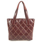 CHANEL Matelasse Quilted Wild Stitch CC Coco Mark Logo Handbag Tote Bag Leather Unisex Wine Red