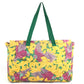 HERMES Vintage Bird Pattern Floral Pattern Bag Tote Bag Shoulder Bag Cotton Unisex Green