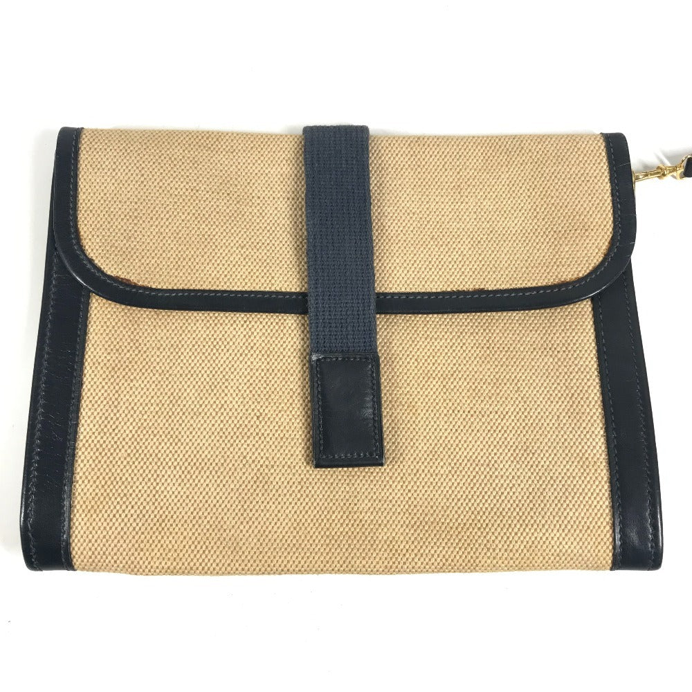 HERMES ヴィンテージ サコ カバン 肩掛け ポーチ付き ショルダーバッグ レザー/キャンバス ユニセックス ベージュ