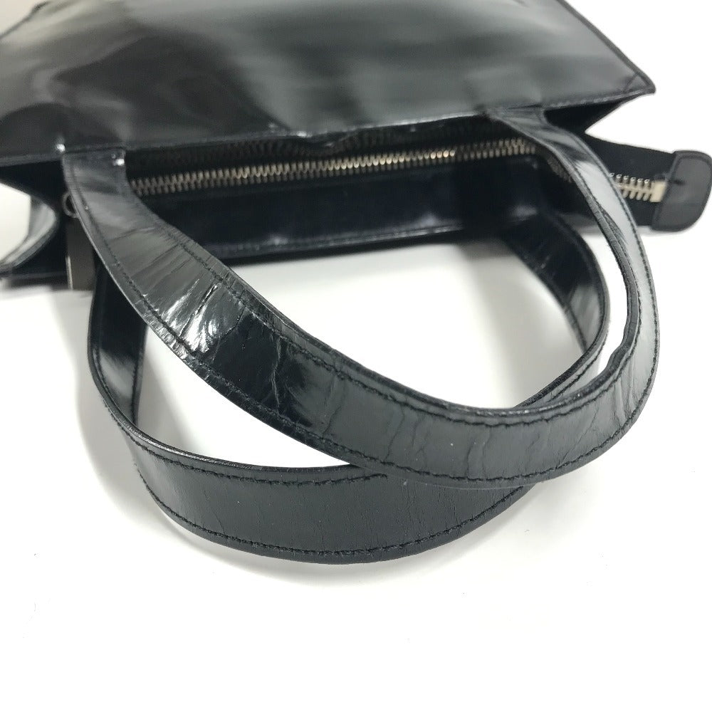 CHANEL ヴィンテージ ロゴ カバン 肩掛け トートバッグ ショルダーバッグ パテントレザー レディース ブラック