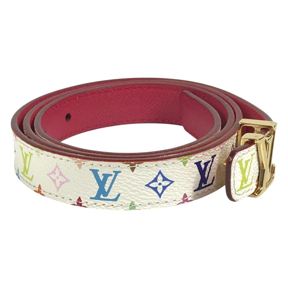 LOUIS VUITTON 不明 モノグラムマルチカラー サンチュールイニシャル アクセサリー バックル ボトムス用ベルト 細ベルト ベルト モノグラムマルチカラーキャンバス レディース ブロン ホワイト