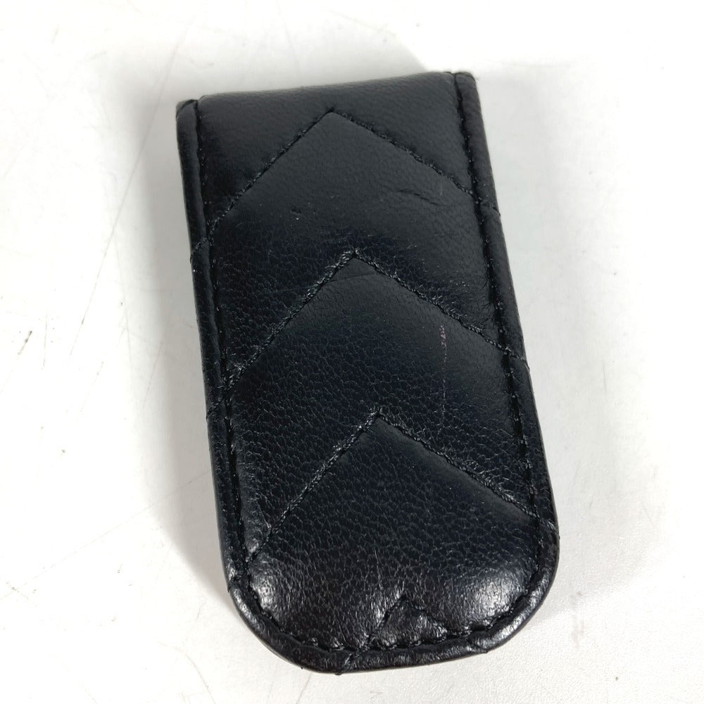 CHANEL CC ココマーク ロゴ Vステッチ 財布 札ばさみ マネークリップ レザー ユニセックス ブラック