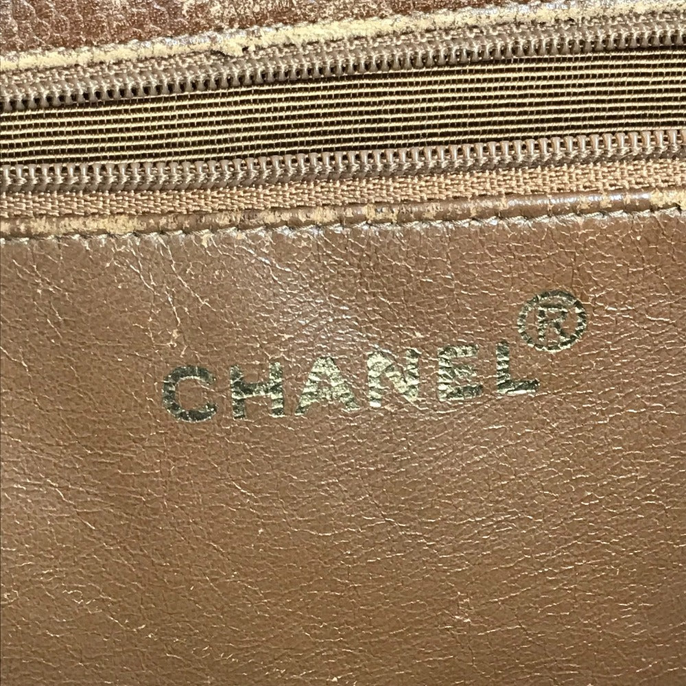 CHANEL ヴィンテージ CC ココマーク ロゴ デカココ ビッグ カバン トートバッグ 肩掛け ショルダーバッグ レザー ユニセックス ブラウン