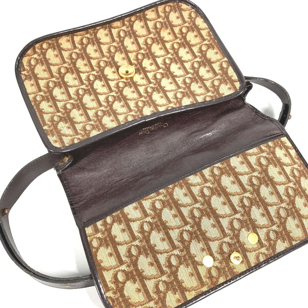 Dior ヴィンテージ ロゴ トロッター カバン ハンドバッグ 肩掛け ショルダーバッグ レザー/キャンバス ユニセックス ベージュ