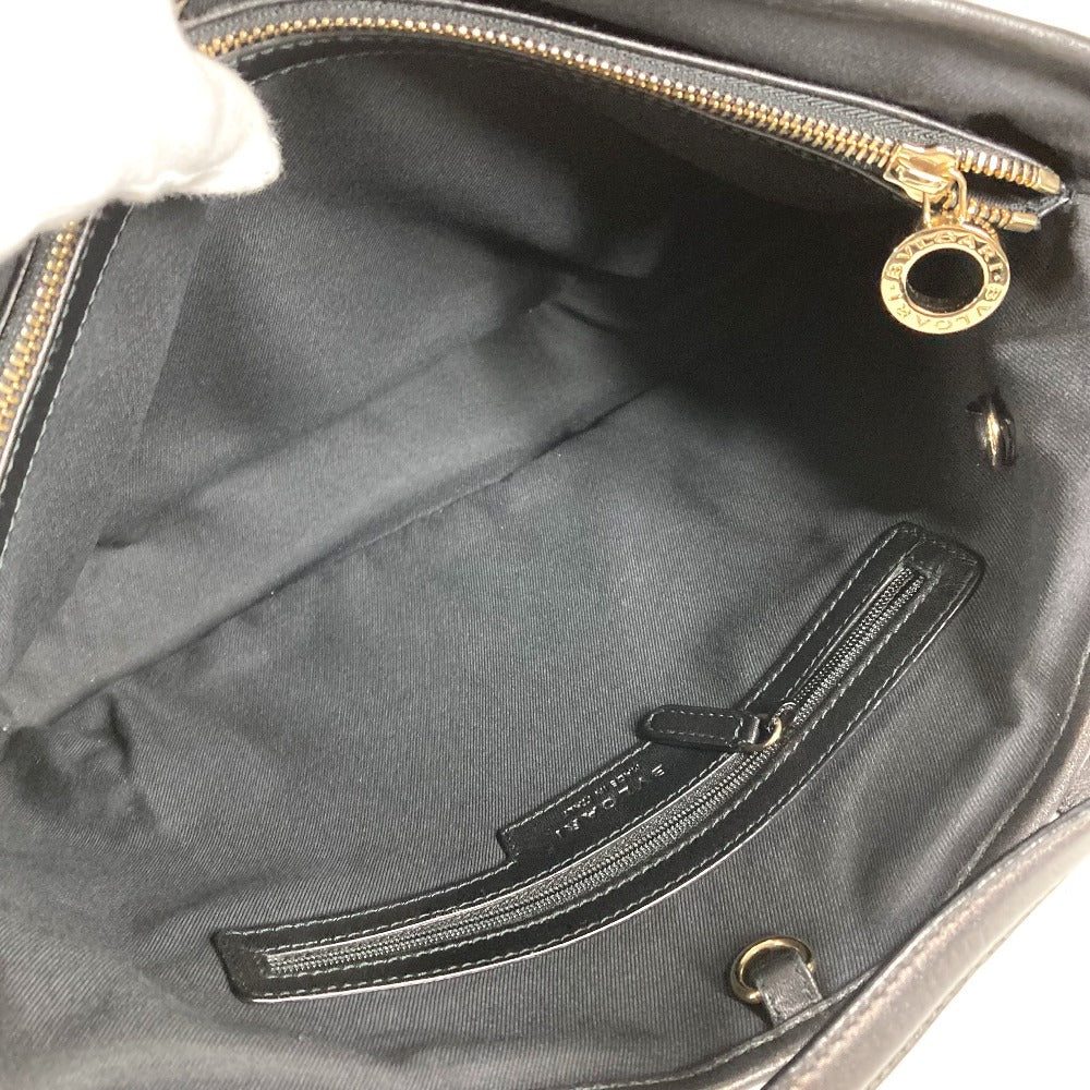 BVLGARI パレンテシ ロゴ カバン ハンドバッグ 肩掛け ショルダーバッグ レザー ユニセックス ブラック