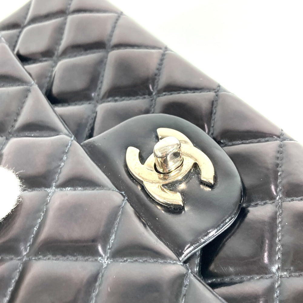 CHANEL キルティング CC ココマーク ロゴ マトラッセ25 マトラッセ 25 カバン フラップ 斜め掛け Wチェーン チェーンバッグ ショルダーバッグ エナメル レディース ブラック
