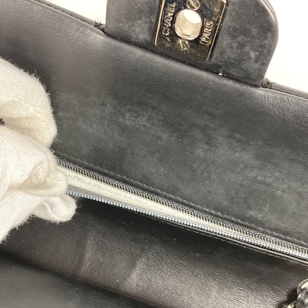 CHANEL キルティング CC ココマーク ロゴ マトラッセ25 マトラッセ 25 カバン フラップ 斜め掛け Wチェーン チェーンバッグ ショルダーバッグ エナメル レディース ブラック