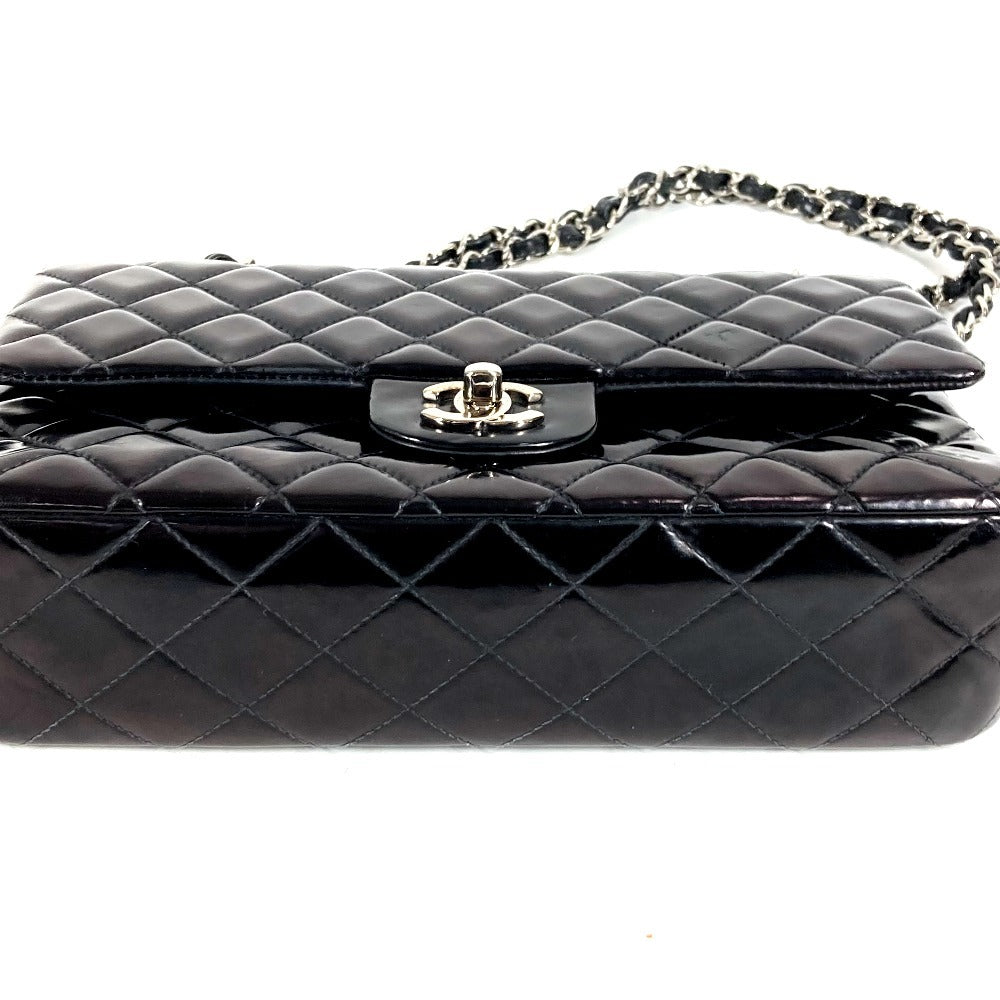 CHANEL キルティング CC ココマーク ロゴ マトラッセ25 マトラッセ 25 カバン フラップ 斜め掛け Wチェーン チェーンバッグ ショルダーバッグ エナメル レディース ブラック