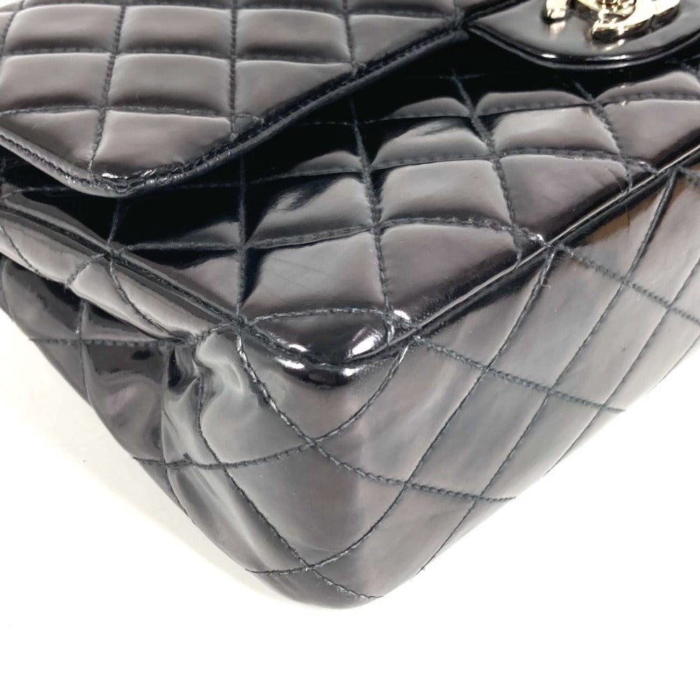 CHANEL キルティング CC ココマーク ロゴ マトラッセ25 マトラッセ 25 カバン フラップ 斜め掛け Wチェーン チェーンバッグ ショルダーバッグ エナメル レディース ブラック