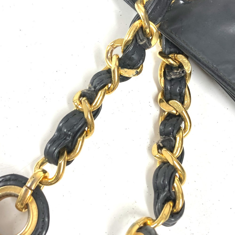 CHANEL ヴィンテージ CC ココマーク ロゴ カバン 肩掛け トートバッグ Wチェーンバッグ ショルダーバッグ コーティングキャンバス ユニセックス ブラック