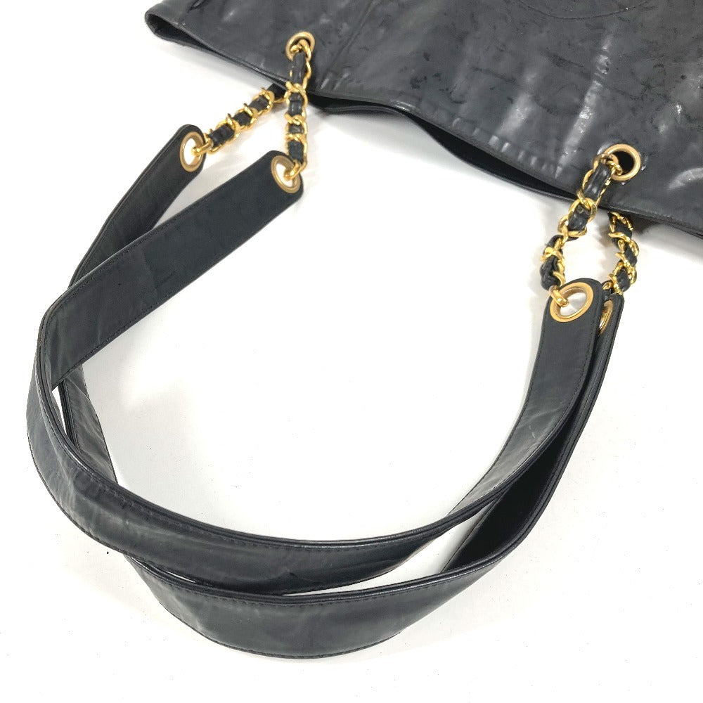 CHANEL ヴィンテージ CC ココマーク ロゴ カバン 肩掛け トートバッグ Wチェーンバッグ ショルダーバッグ コーティングキャンバス ユニセックス ブラック
