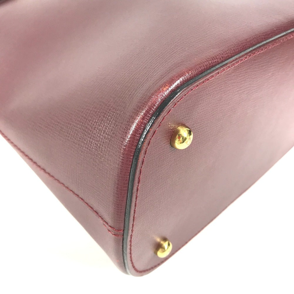 CARTIER ヴィンテージ ロゴ カバン ハンドバッグ トートバッグ ショルダーバッグ レザー ユニセックス ボルドー