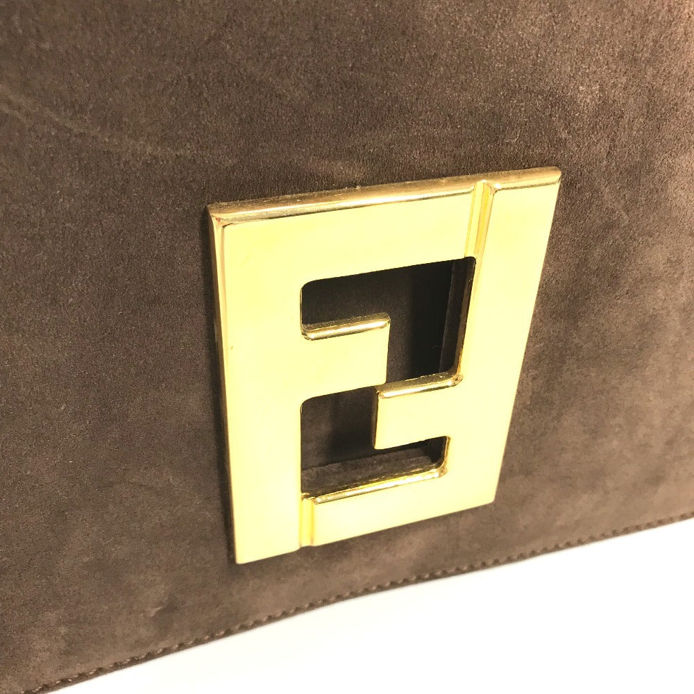 FENDI ヴィンテージ FF ロゴ カバン 斜め掛け フラップ ショルダーバッグ スエード ユニセックス ブラウン
