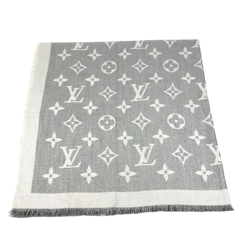 LOUIS VUITTON MP2412 モノグラム ジャイアント ロゴ ショール マフラー フリンジ ストール カシミヤ ユニセックス グレー系