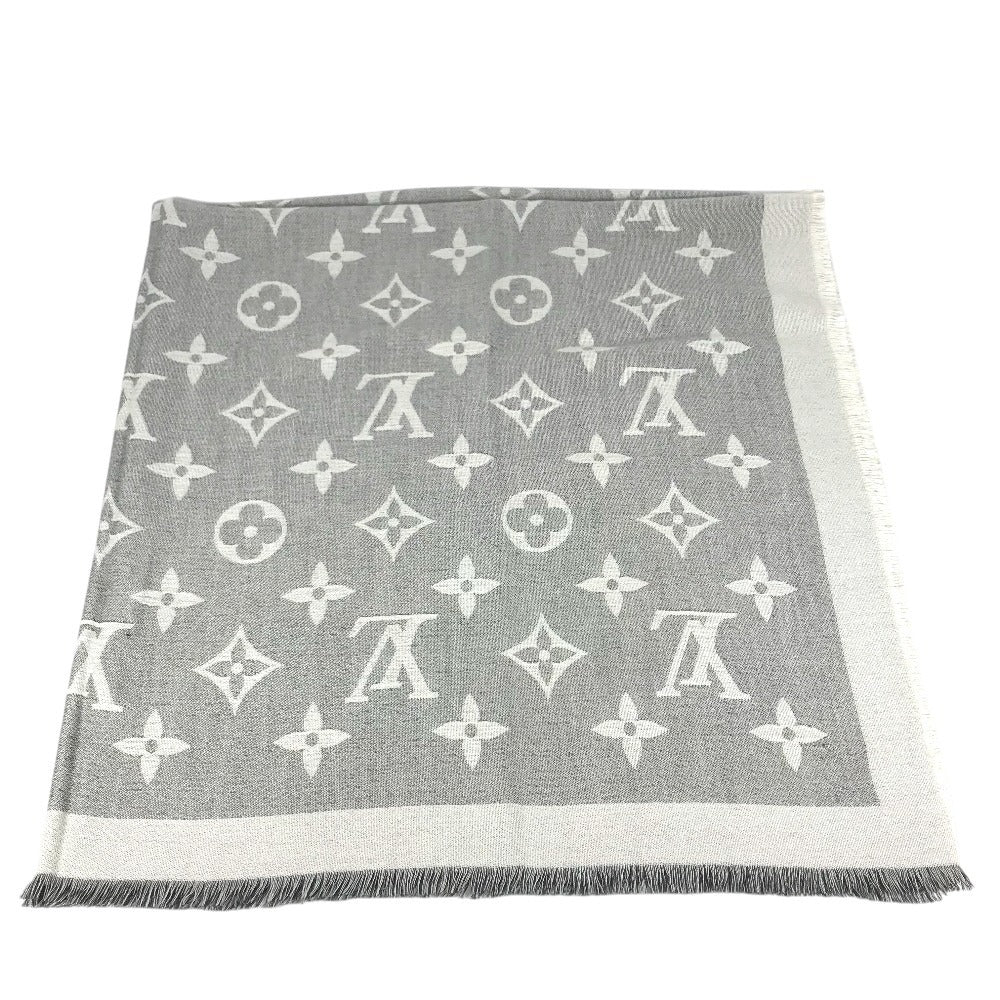 LOUIS VUITTON MP2412 モノグラム ジャイアント ロゴ ショール マフラー フリンジ ストール カシミヤ ユニセックス グレー系