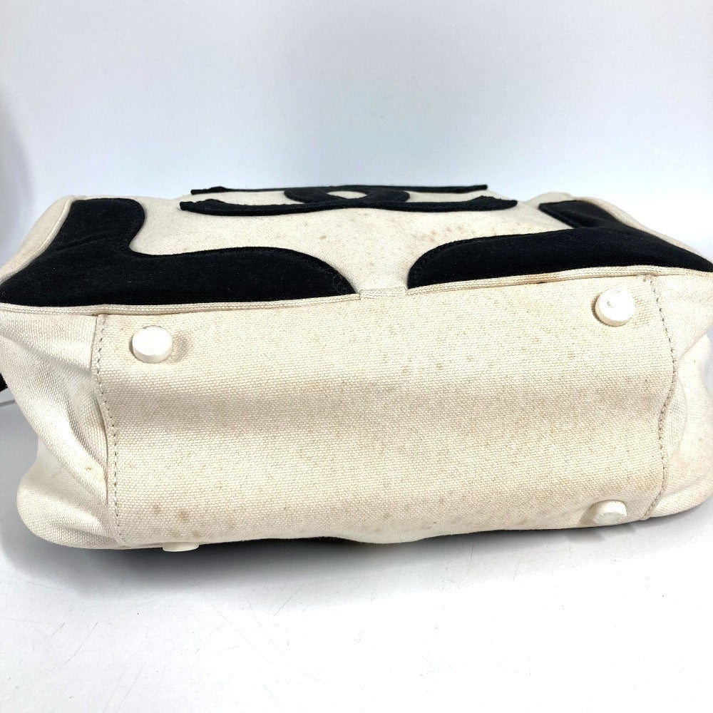 CHANEL CC ココマーク ロゴ マシュマロ カバン トートバッグ バイカラー ハンドバッグ キャンバス レディース ブラック