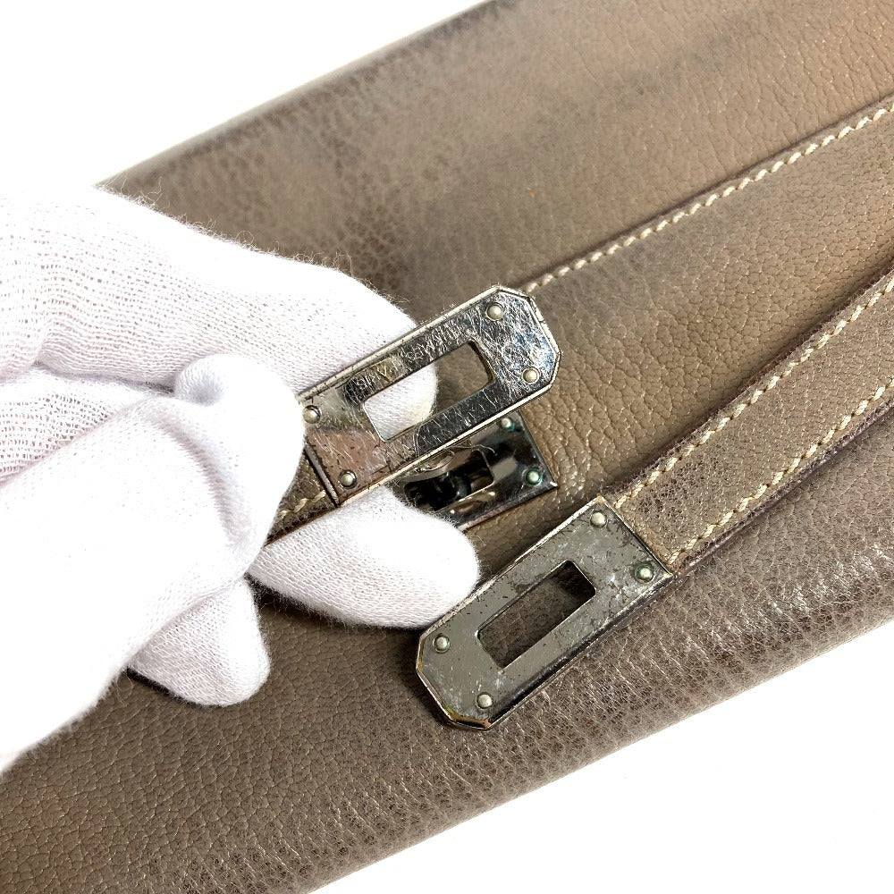HERMES Wallet Wallet Long Wallet Flap Long Wallet Chevre Etoupe gray/SilverHardware Used