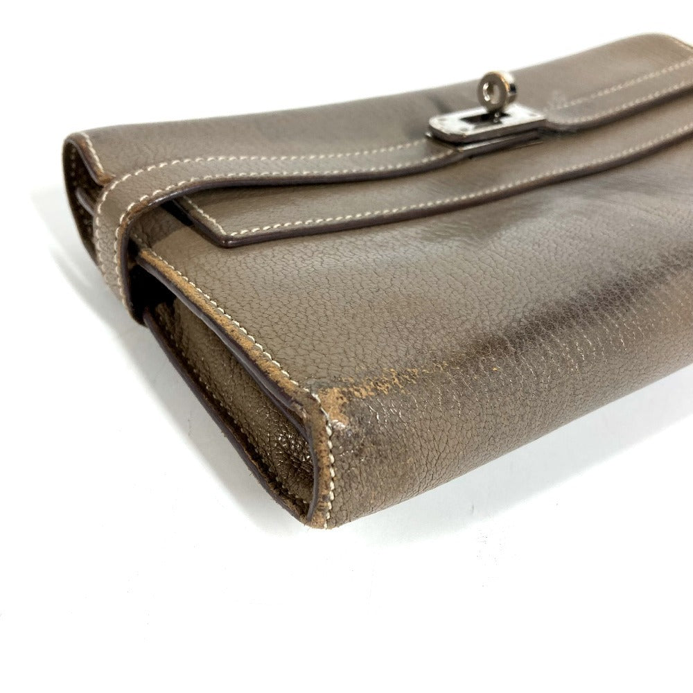 HERMES Wallet Wallet Long Wallet Flap Long Wallet Chevre Etoupe gray/SilverHardware Used
