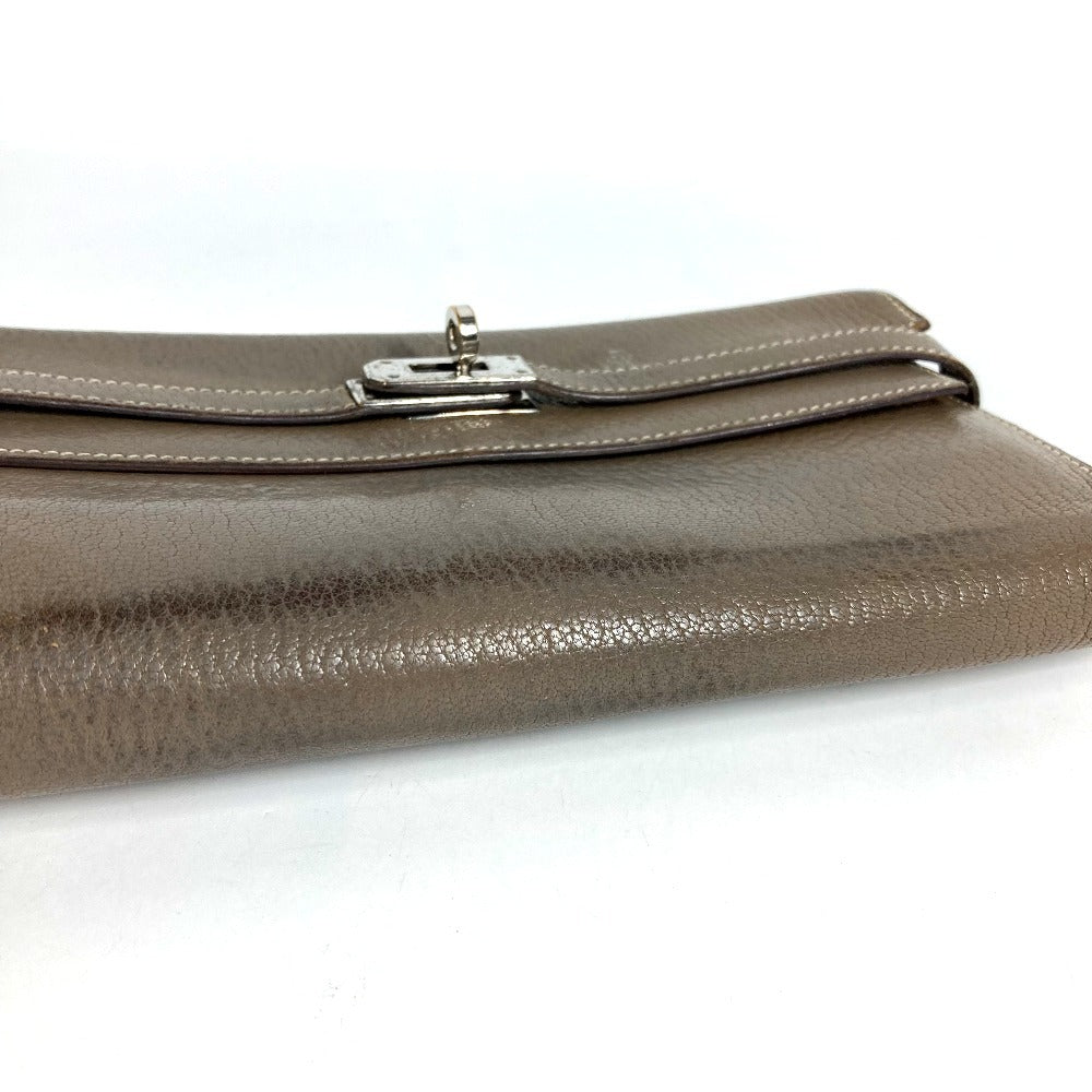 HERMES Wallet Wallet Long Wallet Flap Long Wallet Chevre Etoupe gray/SilverHardware Used