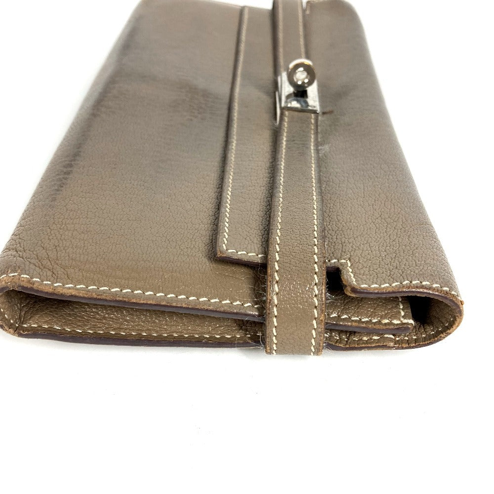 HERMES Wallet Wallet Long Wallet Flap Long Wallet Chevre Etoupe gray/SilverHardware Used
