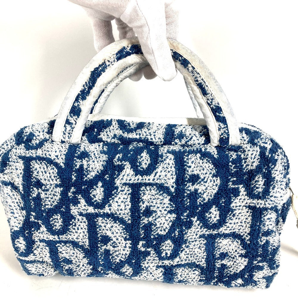 Dior Trotter Logo No. 2 Pile Pouch Bag Makeup Pouch 1 Cosmetics Pouch Hand Bag cotton blue/White Used