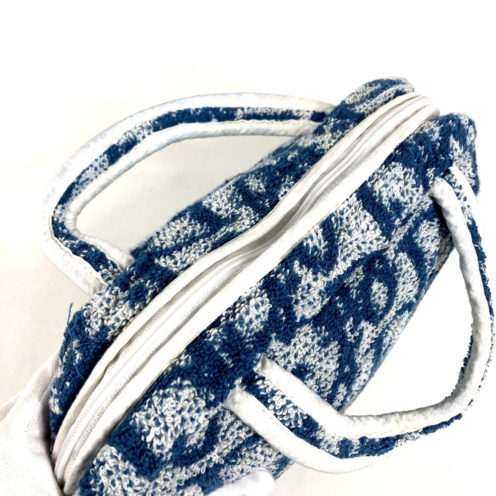Dior Trotter Logo No. 2 Pile Pouch Bag Makeup Pouch 1 Cosmetics Pouch Hand Bag cotton blue/White Used