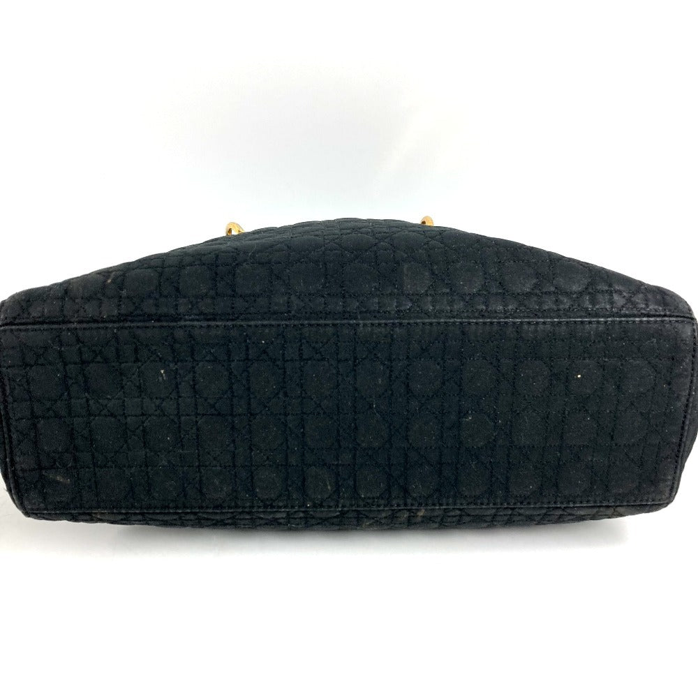 Dior Lady CHRISTIAN DIOR Lady Dior Cannage Bag Tote Bag Hand Bag Nylon canvas Black Used