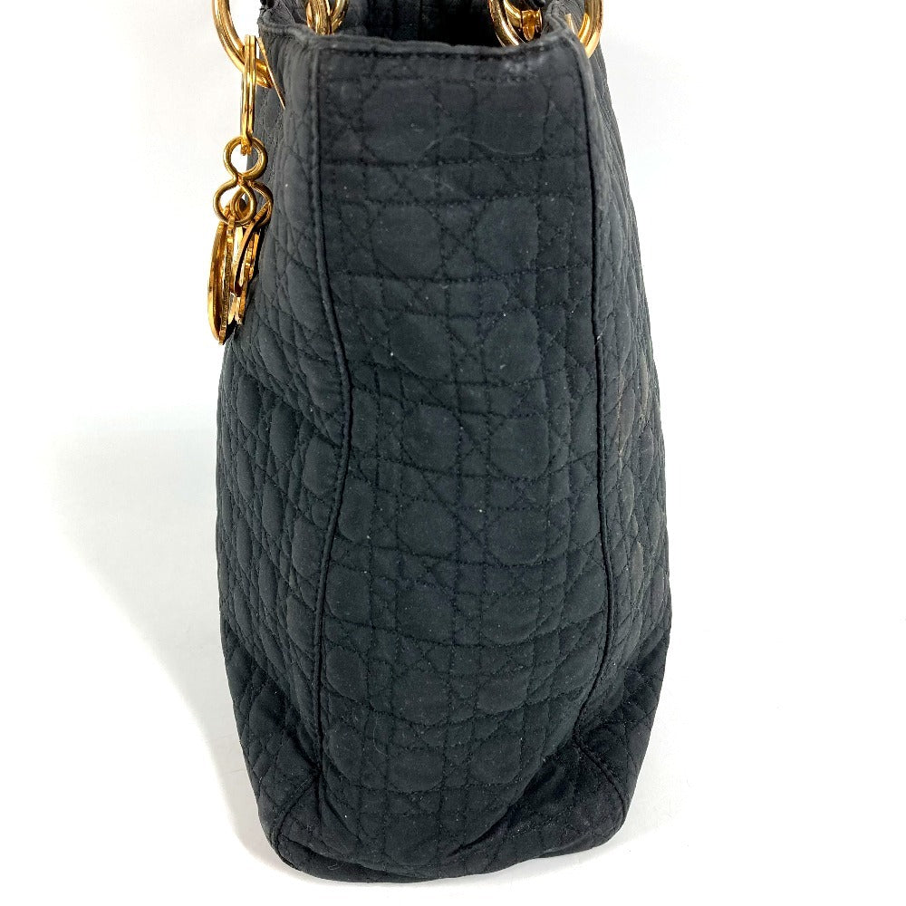 Dior Lady CHRISTIAN DIOR Lady Dior Cannage Bag Tote Bag Hand Bag Nylon canvas Black Used