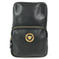 VERSACE medusa logo Belt Bag Cross Shoulder Bag body bag Leather Black/Gold Used