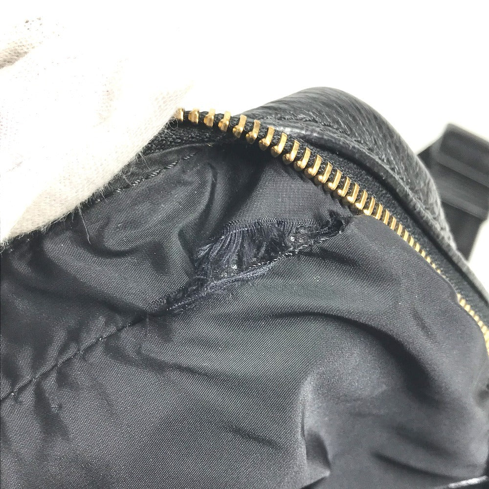 VERSACE medusa logo Belt Bag Cross Shoulder Bag body bag Leather Black/Gold Used