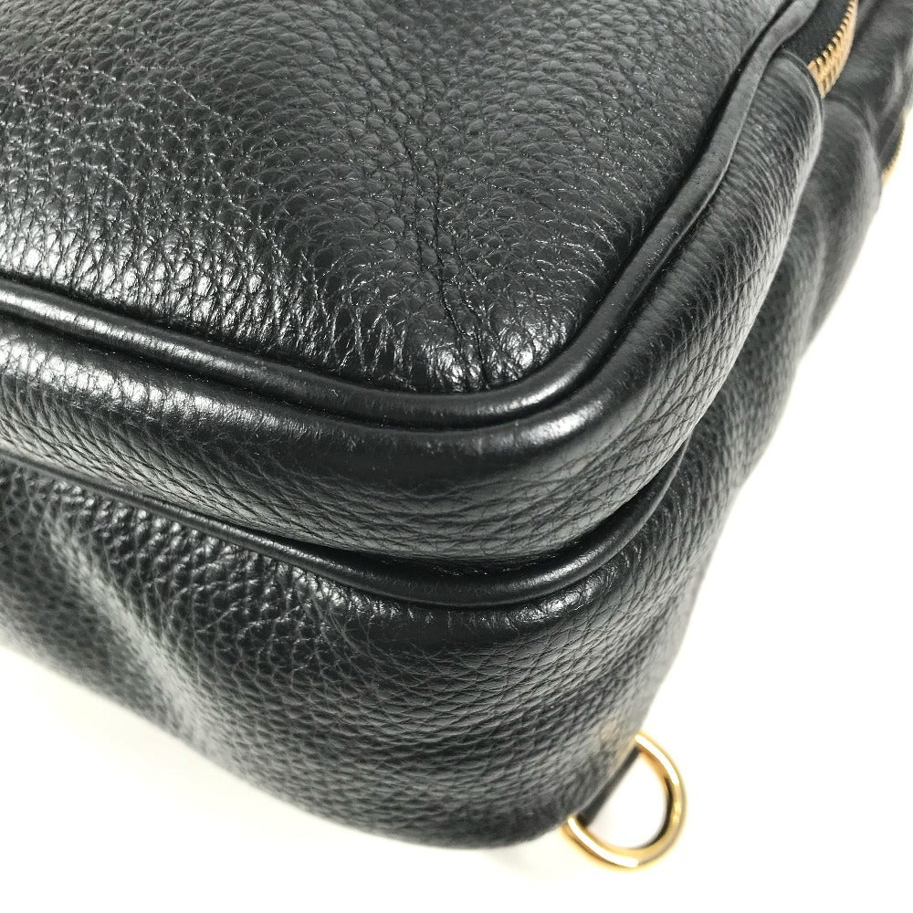 VERSACE medusa logo Belt Bag Cross Shoulder Bag body bag Leather Black/Gold Used