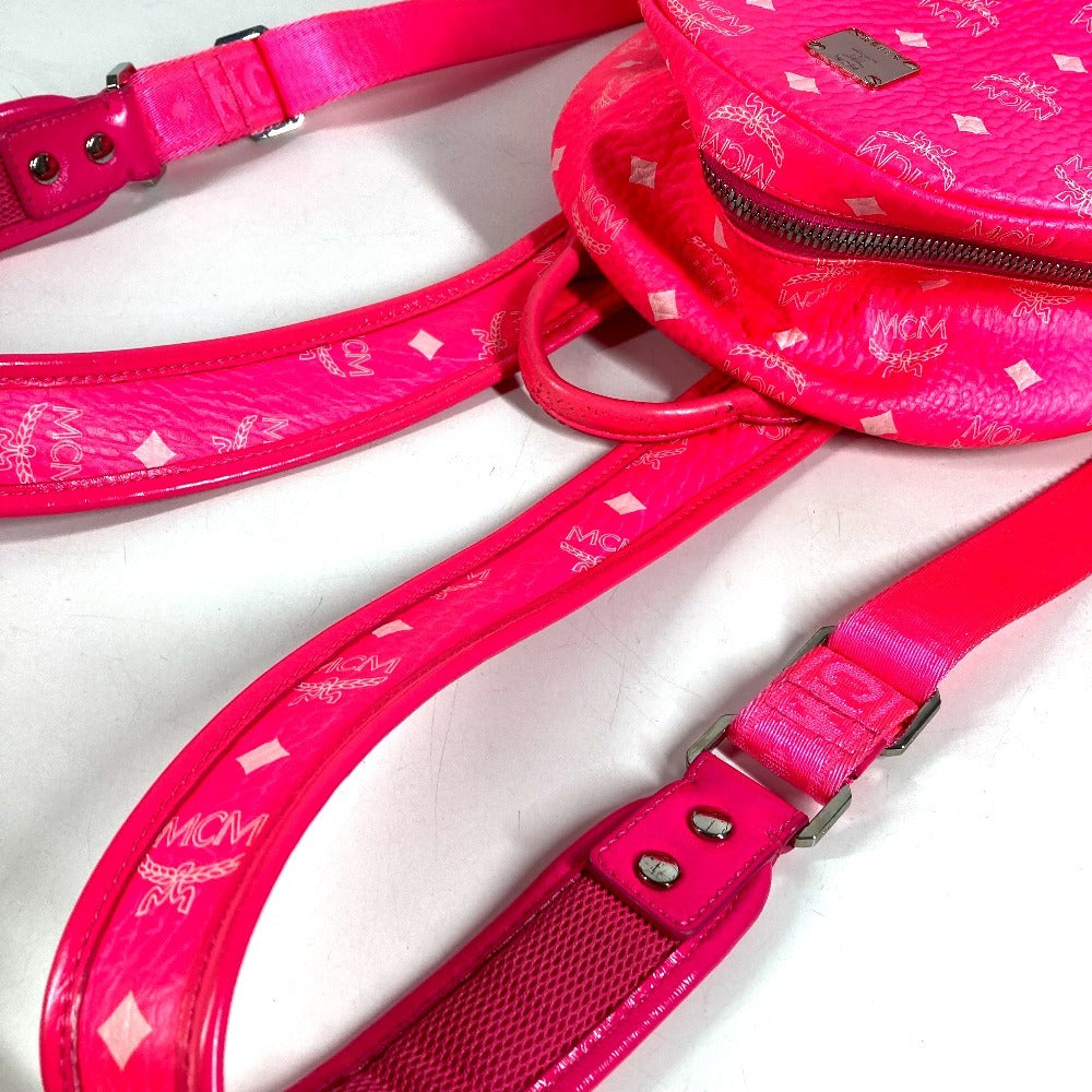 MCM All-over logo Visetos studs bag backpack Backpack Leather pink Used