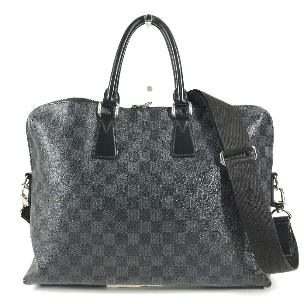 LOUIS VUITTON N48224 Damier Graphite Porto Document Jour PDJ Bag, Briefcase, Handbag, Document Bag Business bag DamierGraphiteCanvas Black Used