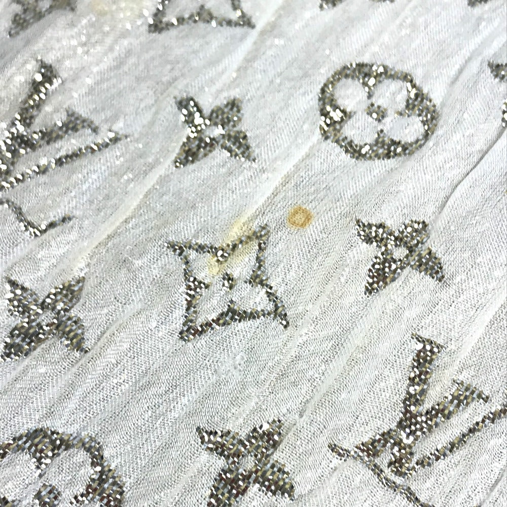 LOUIS VUITTON M73939 Monogram Glitter Etol Monogram So Glitter All-over print stole/shawl scarf with fringe shawl silk / polyester Light BeigeBased Used